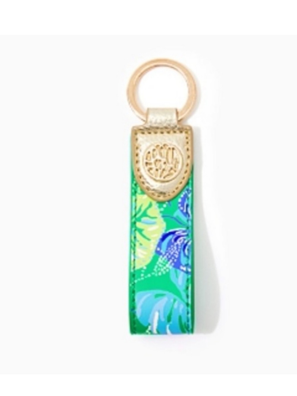 Lilly Pulitzer Green Botanical Key Ring with Gold Hardware